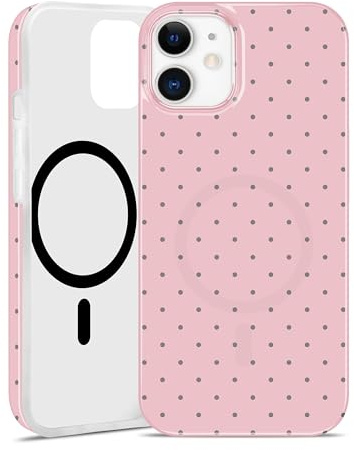 Jusy Magnetic Case for iPhone 11 [Compatible with MagSafe] Cute Polka Dot Pattern Aesthetic Design, Soft Slim TPU Protective Phone Cover - Pink