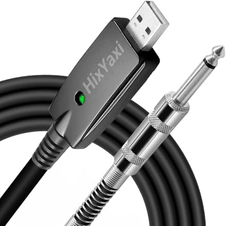 Doamnssin USB Guitar Cable, Connect Guitar to Pc for Musical Instruments USB Interface Male to 6.35mm 1/4 Ts Electric Guitar Connector Instrument Cable for Recording 2.8m/9.2ft