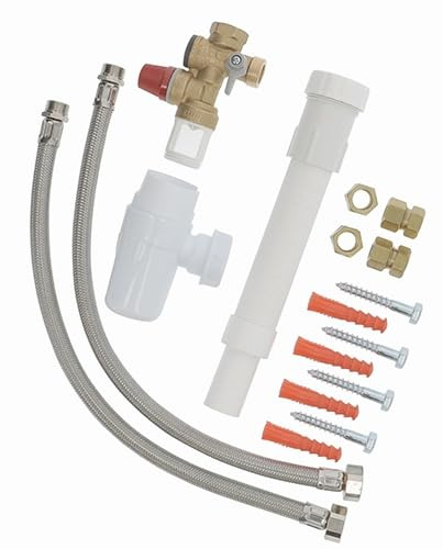 Dipra - KIT Raccordement Chauffe-Eau Universel 50 à 300 L Groupe de Sécurité NF Flexibles Entonnoir Siphon Complet