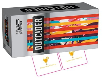 Outcider Irish Apple Cider 10 Pack – 10 x 440ml Cans | Authentic Irish Crisp Apple Cider 4% ABV | Includes 2x Celebration Spirits Beer Mats | Party & BBQ Alcoholic Drink Gift Pack