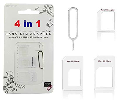 SIM Card Adapter Kit with SIM Ejector Pin Convert Nano SIM to Micro SIM Standard SIM to Nano - 4 in 1 SIM Tool kit for iPhone X XR 8 7 6 5 4 Samsung LG Nokia HTC Blackberry phone SIM Converter WHITE