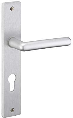 THIRARD - Ensemble de poignées pour porte d'entrée Crecy trou de cylindre, carré 7mm, entr'axes 195mm, anodisé argent