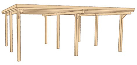 Weka Flachdach-Doppelcarport 618 Gr. 1, ohne Dachplatten