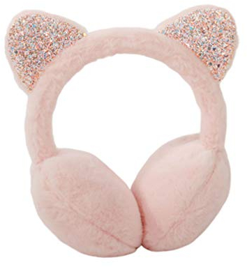 Fenical Niedliche Tier Ohrenschützer Plüsch Katzenohren Outdoor Winter wärmer Ohrenschützer Ohrenwärmer Stirnband für Mädchen Frauen (pink)