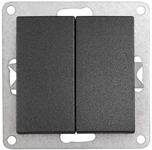 McPower Serien-Schalter Flair, 2-fach, 250V~/10A, Unterputz Lichtschalter, Schraubanschluss, Doppelschalter, Elegantes Design für moderne und zeitlose Einrichtungsstile, Dunkelgrau Anthrazit matt