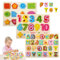 BelleStyle Learning Alphabet Puzzle, Wooden Jigsaw Puzzles for 2-5 Year Olds Kids, Colorful Letters/Numbers/Shapes Puzzle Board, Early Education Recognition Toy, Learning Games Gifts for Children