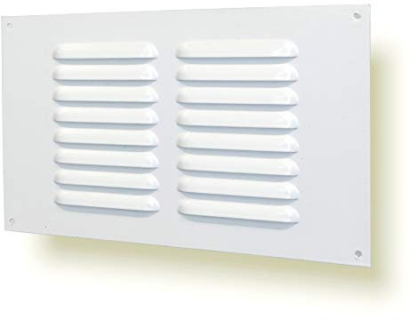 25 x 15 cm, griglia di ventilazione con zanzariera in metallo, ventilazione (25 x 15 cm, colore bianco)