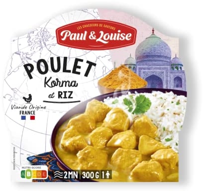 Paul & Louise Poulet Korma et son riz 300g - Prêt en 2 min - 100% viande origine France