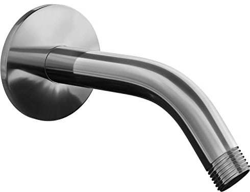 SparkPod 6 Inch Shower Arm with Flange - Solid Stainless Steel Shower Head Extension Arm, Wall Mount for Fixed and Hand Shower Heads - Teflon Tape Included