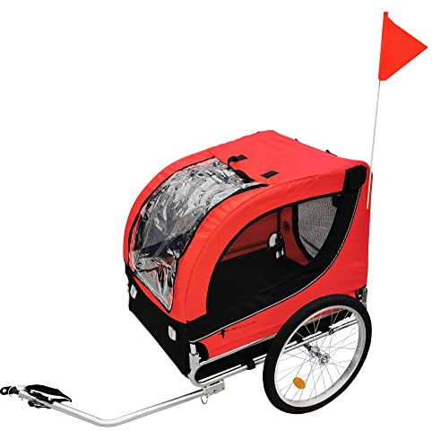 Hundeanhänger für Fahrrad - Fahrradanhänger für Hunde - Rad Hundeanhänger - Fahrrad Hundeanhänger - Hundeanhänger für e-Bike - Hundefahrradanhänger Hunde - Hunde Anhänger - Transporter - rot bis 40kg