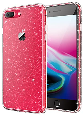 JETech Glitter Case for iPhone 8 Plus/7 Plus, 5.5-Inch, Bling Sparkle Shockproof Phone Bumper Cover, Cute Sparkly for Women and Girls (Clear)