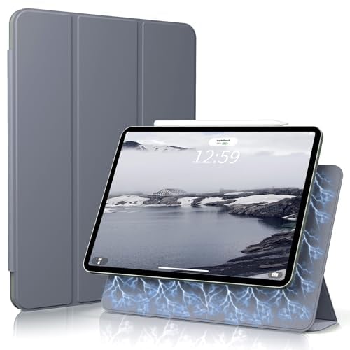 ZOYU Magnetische Hülle für iPad Pro 11 4./ 3./ 2. Generation 2022/2021/2020, Leistungsstarke Magnetbefestigung, Auto Ruhen/Wecken, Schlanke dreifach Faltbare Standabdeckung, Lila