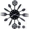 Restokki Orologio da Cucina 14,4 Pollici - Nero con Forma di Posate Creative, Movimento Silenzioso, Decorazione Moderna 3D Rimovibile, Perfetto per Cucina e Soggiorno