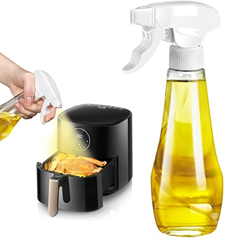 AHOUGER Nuevo pulverizador de aceite negro botella de aceite, 200 ml, pulverizador de aceite actualizado para aceite de cocina, spray de aceite de vidrio para freidora de aire caliente