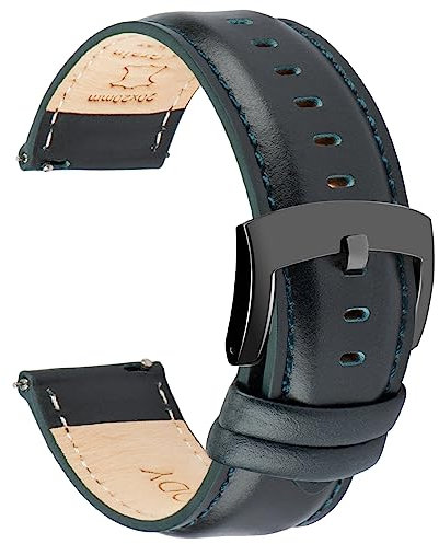 OTTOODY Leder Uhrenarmbänder 18mm 20mm 21mm 22mm Armband, Schnellverschluß Eleganten Leder Uhrenarmband für Herren und Damen, Hochwertige Ersatz Leder Armband für Uhr und Smartwatch,20mm Dunkelgrün