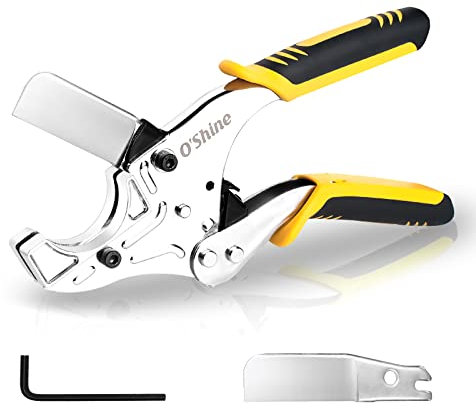 O'Shine Tagliatubi in PVC, taglia fino a 3,5 cm, resistente, strumento per tagliare tubi in PVC PEX, tubo in plastica PEX PVC PPR, lama extra e chiave esagonale incluse