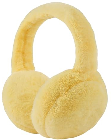 PESAAT Flauschiger Ohrenschützer für Damen, Plüsch, faltbare Ohrenschützer, Kinder, Winterohrenschützer, Mädchen, Jungen, kaltes Wetter, Ohrenwärmer (Gelb)