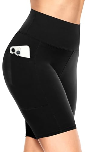 TNNZEET Radlerhose Damen Hohe Taille Kurze Sporthose Leggings Blickdicht Sommer Shorts Yoga Hose für Gym Sport (Schwarz-1,S-M)
