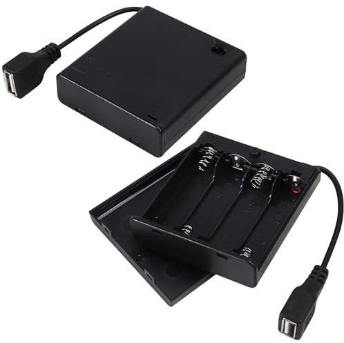 AEDIKO 2pcs 4 AA Batteriehalter USB Schalter 6V USB Buchse Buchse 4 x 1.5V AA Batterie Fall Box Halter Ein/Aus Schalter für RC Autos LED Licht