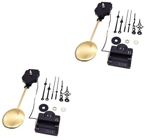 BESTonZON 2 Sätze Glockenspiel oszillierende Bewegung DIY-Bewegungssets Uhrwerk mit Langer Welle große Uhr pendelartige Bewegung Uhrenzubehör Die Uhrzeit nennen Suite Motor- Wanduhr Metall