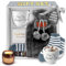 Hot Water Bottle Gift Set - Grey Hot Chocolate Gift Set with Mug, 1.5L Hot Water Bottle, Fluffy Socks, Scented Candle and Cocoa Powder - Xmas Gifts for Women - Christmas Gifts for Her