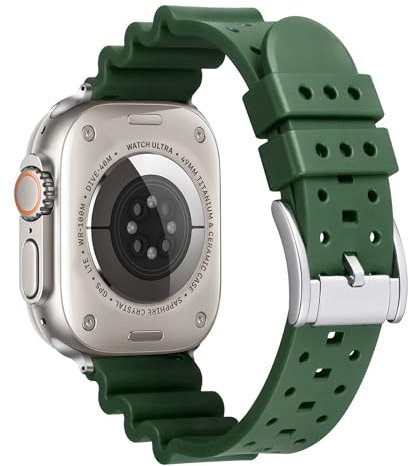 BINLUN Cinturino Compatibile con Apple Watch 49mm Sportivo Cinturino Morbido Silicone Traspirante Cinturino di Ricambio Ideale per iwatch Ultra/Ultra 2 Uomo Donne (Verde)