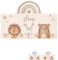 wunderwunsch® - Personalisierte Garderobe Kinder mit Spezial-Druck (inkl. 4 Haken)- Kinderzimmer Deko, Taufe Geschenk, Kindergeschenke, Geburt Geschenk (Tiere Regenbogen beige)