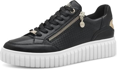 s.Oliver Damen Plateau Sneaker mit Reißverschluss Vegan, Schwarz (Black), 39 EU