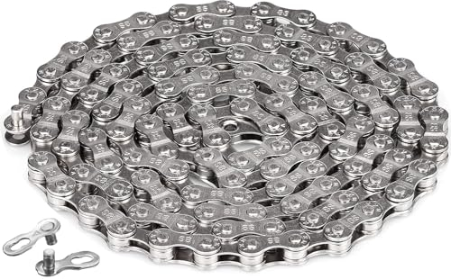 Rlongtou Fahrradkette 6/7/8 Fach Fahrrad Kette 1/2 x 3/32 Inch 116 Glieder mit Kettenschloss für MTB Road E-Bike