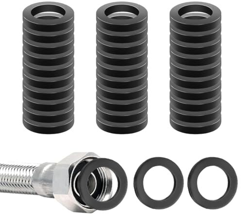 QEDBOJE 30 pièces Joint plat étanche Bague en caoutchouc pour robinet douche lavabo évacuation pompe piscine (3/4 pouce) (Noir)