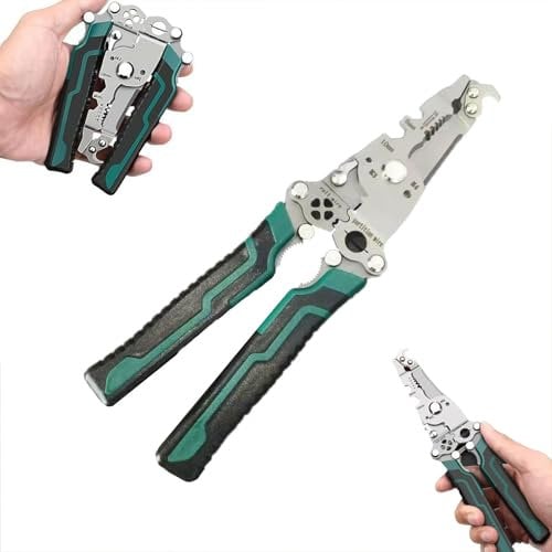 18 in 1 Foldable Wire Stripper,Wire Stripper Tool, Multifunctional Wire Stripper Crimper Cable Cutter Pliers, Electrician Pliers Tool, Electrician Pliers Tools for Cutting Stripping Shearin