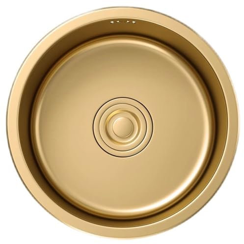 Mini évier de cuisine rond en acier inoxydable doré avec barre à un seul bol, lavabo à légumes, gain de place, siphon pour caravane, évier de piscine à eau domestique (doré,