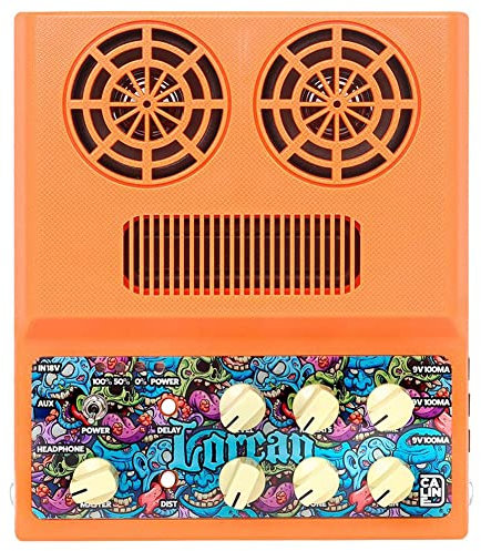 Rfeeuubft Electric Guitar Speaker Orange Guitar Audio Amplifier ABS Guitar Audio Amplifier Desktop Mini Distortion Delay Speaker Guitar Amplifier Guitar Amplifier