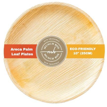 25 platos redondos de hoja de palma areca ecológicos de 10 pulgadas, elegantes platos desechables, biodegradables, compostables, aptos para microondas, ideales para alimentos calientes, eventos y