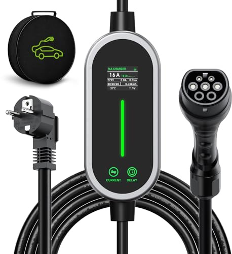 AUFYEV Cavo Ricarica Auto Elettrica Tipo 2, 3.6kW 10m 6-16A Colonnina Ricarica Auto Elettrica, Carichino Auto Elettrica, Tempo e Corrente Regolabili, per BEV/PHEV