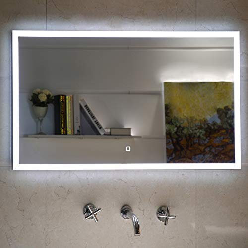 Lichtspiegel Badezimmerspiegel Badspiegel mit LED-Beleuchtung Touch-Schalter (100 x 60 cm)