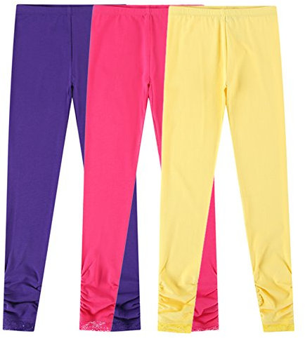 BIENZOE Mädchen Strick Baumwolle Stretch Schuluniform 3 Leggings Packung LT 5