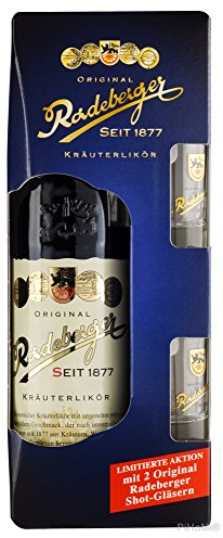 Original Radeberger Kräuterlikör Geschenkpack mit 2 Gläsern 0,7 Liter PiHaMi® Gastro