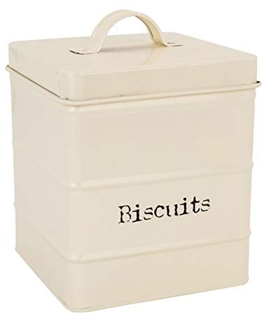 Harbour Housewares Industrial Caja de Galletas - Acero Estilo Vintage cocina para guardar Caddy con tapa - Crema
