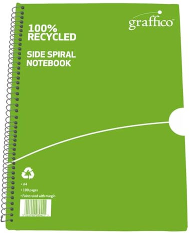 Graffico Recycled Spiral Bound A4 Notebook Feint Ruled 100 Pages [Pack of 10]