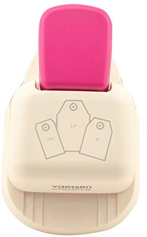 Vaessen Creative 3-in-1 Etikettenstanzer, 9.5 x 14.5 x 6 cm, Weiß/Lila