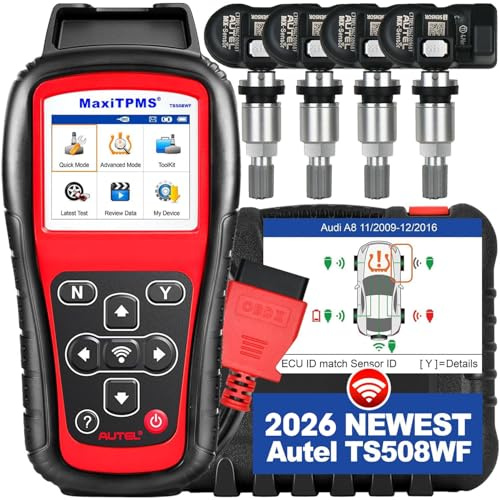 Autel MaxiTPMS TS508WF TPMS Programming Tool Kit, 2026 WiFi Tire Sensor Relearn Activation Tool, Up of TS508 TS601 TS501 PRO, Clear TPMS DTCs, 4PCS 315+433MHz MX Sensors ($120), Lifetime Free Updates