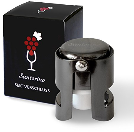 Santorino® Bouchon à Champagne - Champagne et Bouchon à Champagne en acier Inoxydable haut de gamme, Exclusif pour des Bouteilles de Champagne