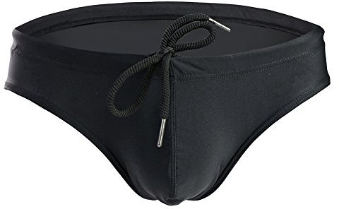 Summer Code Mens Solid Swim Briefs Drawstring Bikini Sport Swimsuit