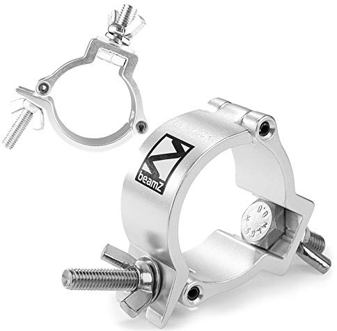 Beamz BC50-100 Aluminium Half Coupler Lighting Clamps 2-Pack, Slimline Heavy-Duty O-Clamps for DJ Stage Truss Mounting Goalpost Fixtures 48-51mm, 100kg Capacity per Clamp
