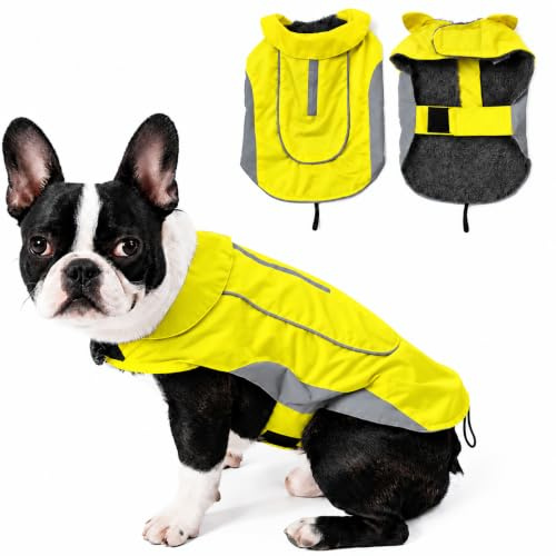 Morezi Dog Warm Coats Jackets Waterproof Coats with Harness Hole Puppy Coat for Small Medium Dogs - Yellow - M