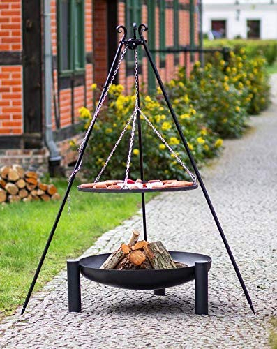 BlackOrange BBQ Feuerschalenset Bowl Ø 80 cm mit Schwenkgrill Ø 70 cm und Dreibein