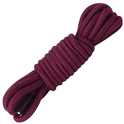 Jamron 4mm de Ancho Poliéster Redondo Cordones de los Zapatos para Zapatillas de Deporte Botas Zapatos de Vestir P17 Borgoña 120 CM