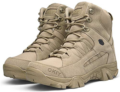 Bititger wasserdichter Militärstiefel für Herren, militärischer Outdoor-Wüstenstiefel, Kampfstiefel, Army-Stiefel, Sicherheits-Polizeistiefel, Leder mit Reißverschluss, - Sand - Größe: 42 1/3 EU