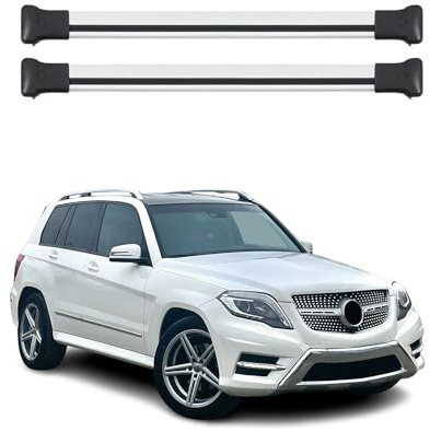 OMAC Dachträger für Mercedes GLK Klasse X204 2008-2015 Alu 2 Stangen Silber | bis 75 kg Traglast, Querträger, Grundträger